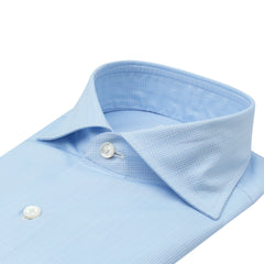 Classic shirt Napoli 170 a due cotton Giza45 Light blue checks. Without Arriccio