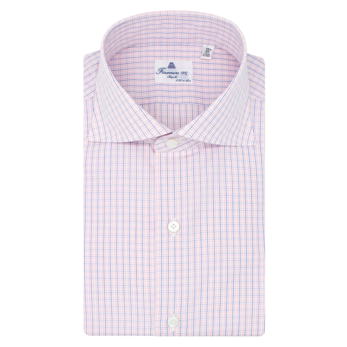 Classic Naples 170 a due check pink shirt. Egyptian giza cotton 45