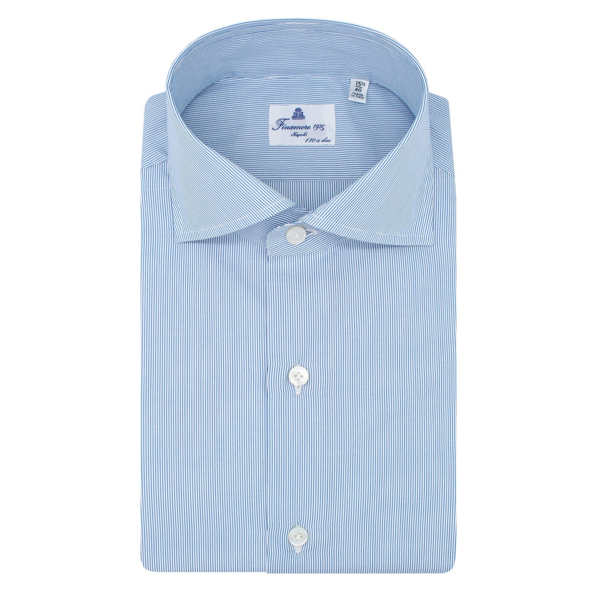 Light blue striped giza 45 micro cotton shirt Napoli 170 a due