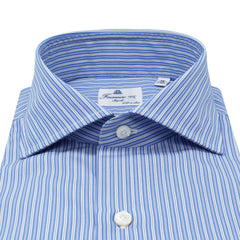 Classic regular shirt Napoli cotton giza 45 170 a due striped blue