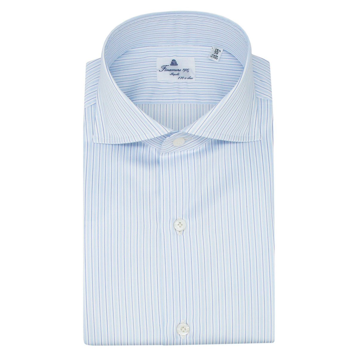 Classic Naples 170 a due shirt in light blue multiriga giza 45 cotton