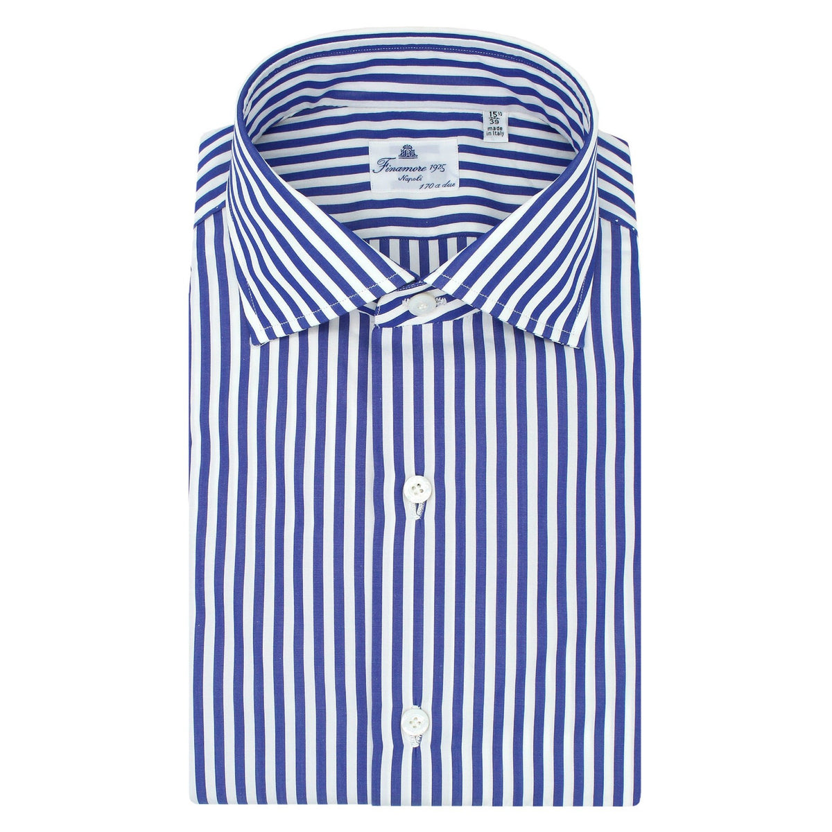 Classic Napoli 170 a due striped blue shirt. Egyptian giza cotton 45