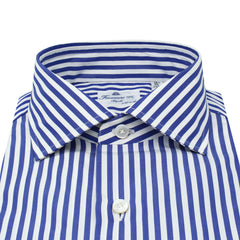 Classic Napoli 170 a due striped blue shirt. Egyptian giza cotton 45