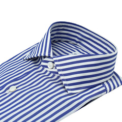 Classic Napoli 170 a due striped blue shirt. Egyptian giza cotton 45