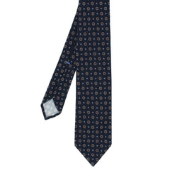 Anversa hand-finished silk and wool tie. Blue with micro patterns