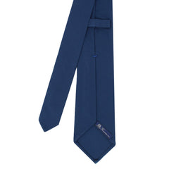 Anversa hand-finished wool and cotton tie. Single colour Blue