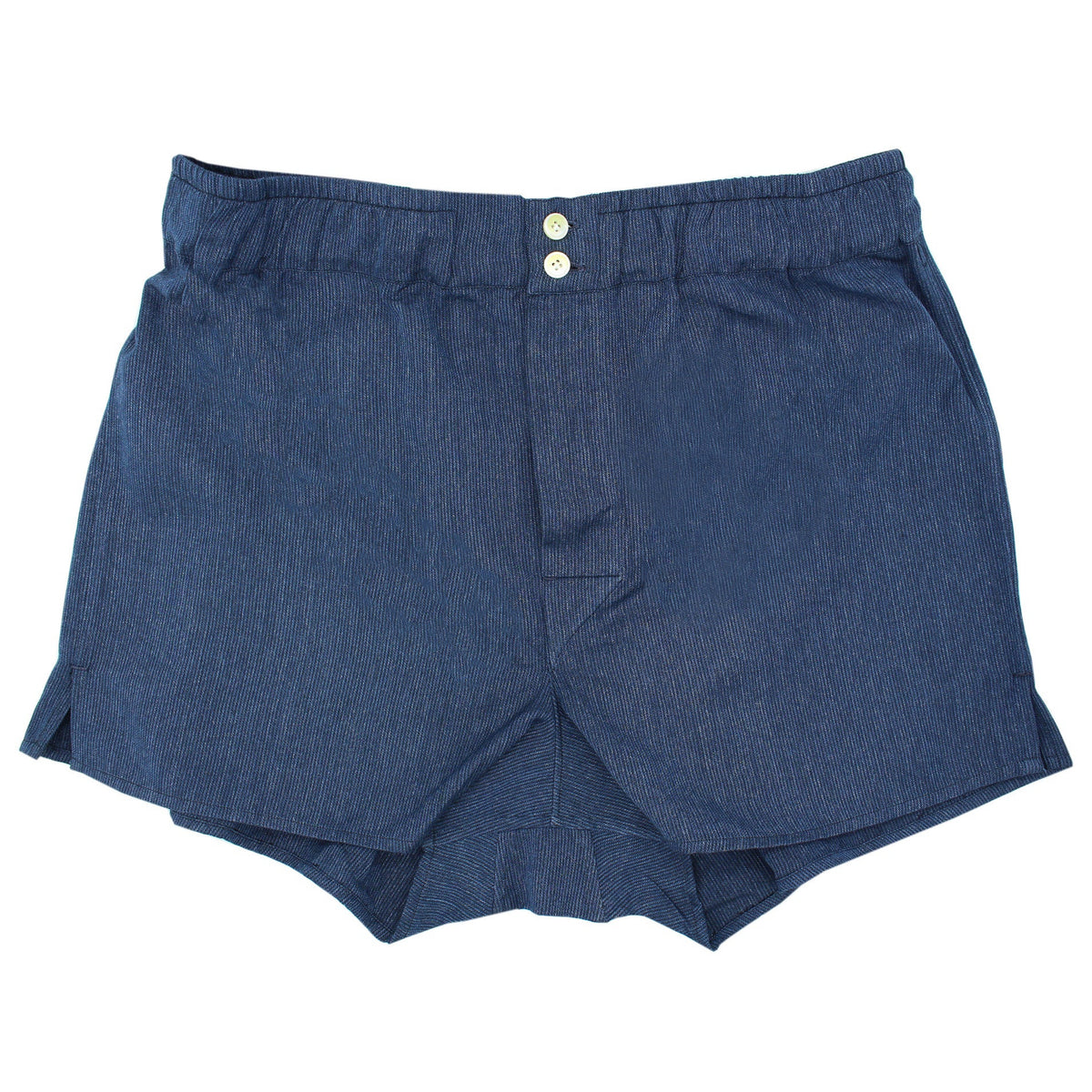 Underwear boxer shorts in blue herringbone cotton and cashmere. Carlo Riva