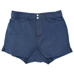 Underwear boxer shorts in blue herringbone cotton and cashmere. Carlo Riva