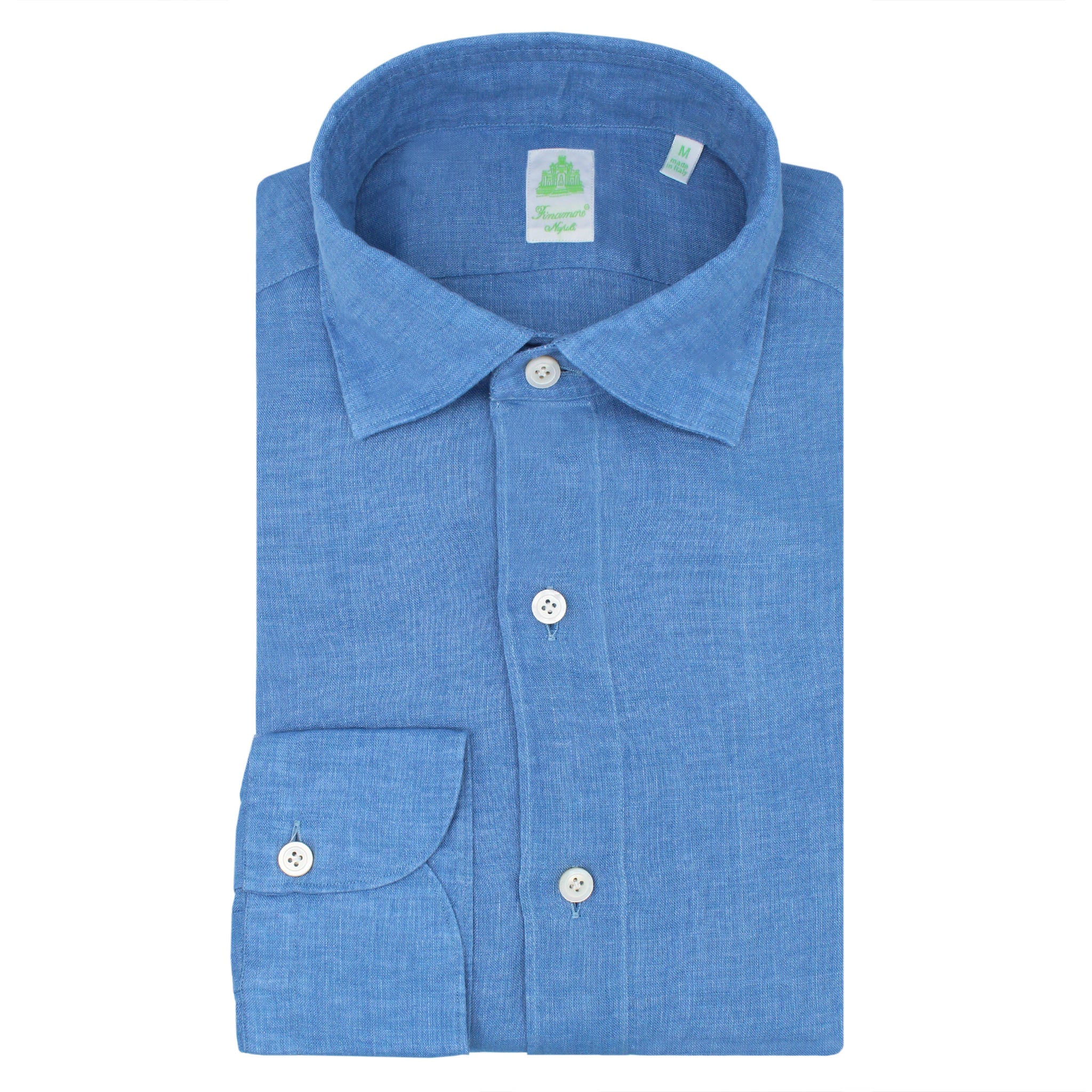 FINAMORE REGULAR SPORT SHIRT IN LINEN light blu