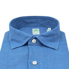 Gaeta regular fit sport shirt in brown or light blue linen