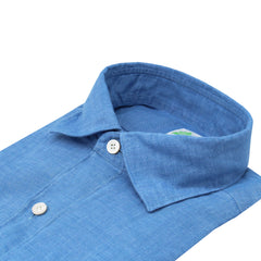 Gaeta regular fit sport shirt in brown or light blue linen