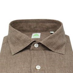 Gaeta regular fit sport shirt in brown or light blue linen