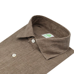 Gaeta regular fit sport shirt in brown or light blue linen