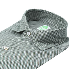 Gaeta regular sport shirt in green micro check cotton