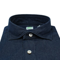 Gaeta regular sports shirt in blue cotton denim