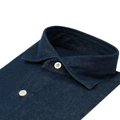 Gaeta regular sports shirt in blue cotton denim