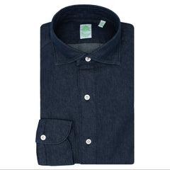 Gaeta regular sports shirt in blue cotton denim