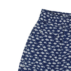 Orange swimming shorts with fish. Quick-drying and multi- pockets