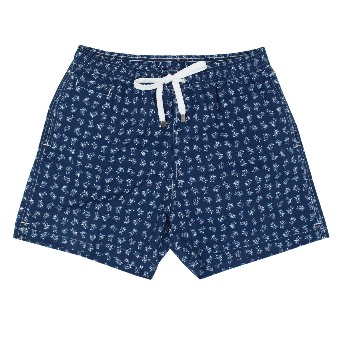 Blue beachwear with turtles. Quick-drying and multi- pockets