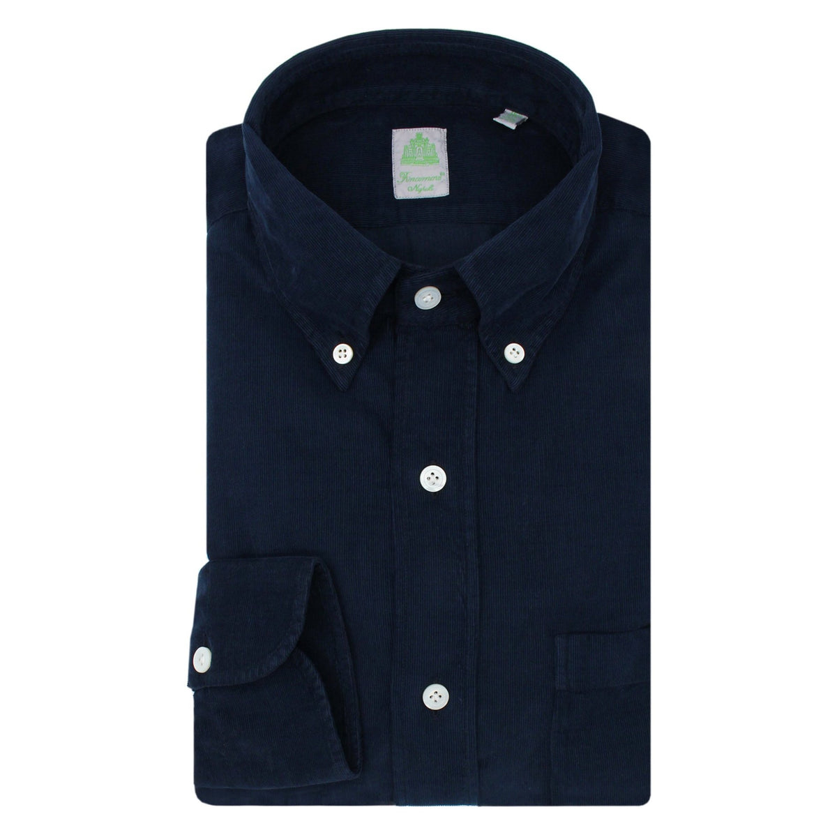 Slim tokyo cotton sport shirt in velvet milleraies blu or brown