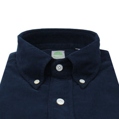 Slim tokyo cotton sport shirt in velvet milleraies blu or brown