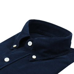 Slim tokyo cotton sport shirt in velvet milleraies blu or brown