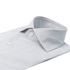 Camicia classica Milano Slim Fit in cotone bianco con mini righe blu