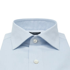 Milano classic slim fit cotton pique shirt with light blue details