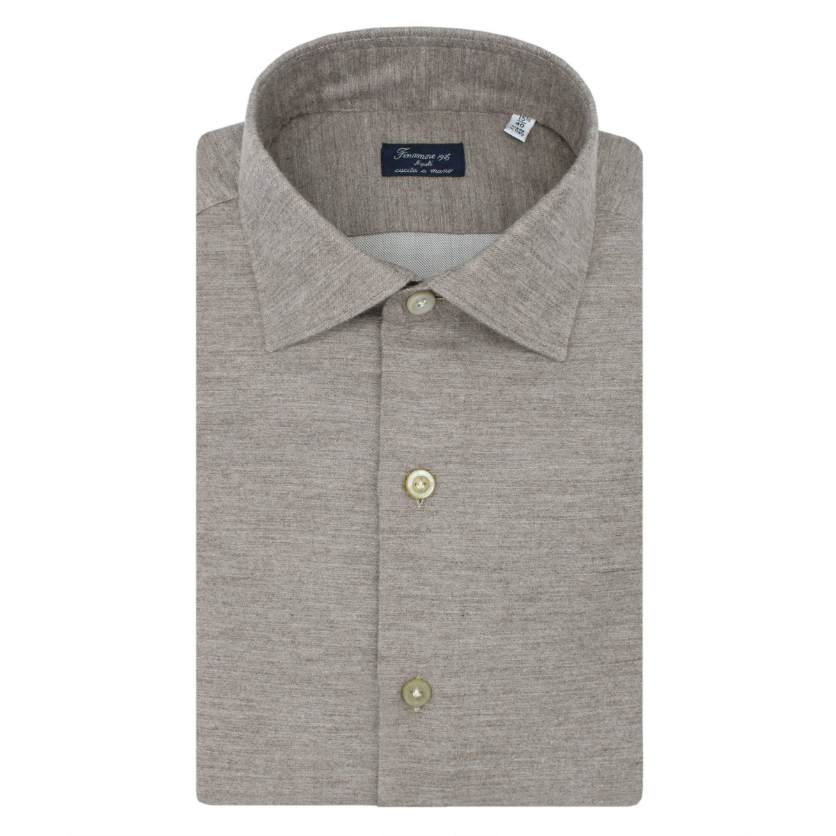 Brown cashmere cotton Slim Milano shirt. Carlo Riva fabric