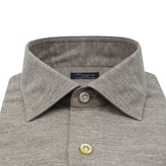 Brown cashmere cotton Slim Milano shirt. Carlo Riva fabric