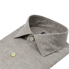 Brown cashmere cotton Slim Milano shirt. Carlo Riva fabric