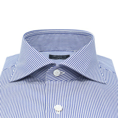 Classic Milano slim fit cotton twill striped blue shirt