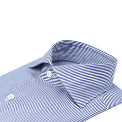 Classic Milano slim fit cotton twill striped blue shirt