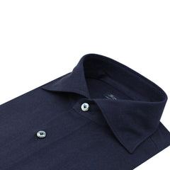 Milano flannel herringbone blue slim fit shirt