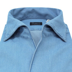 Classic slim fit Milano denim shirt. One Piece Collar