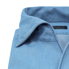 Classic slim fit Milano denim shirt. One Piece Collar