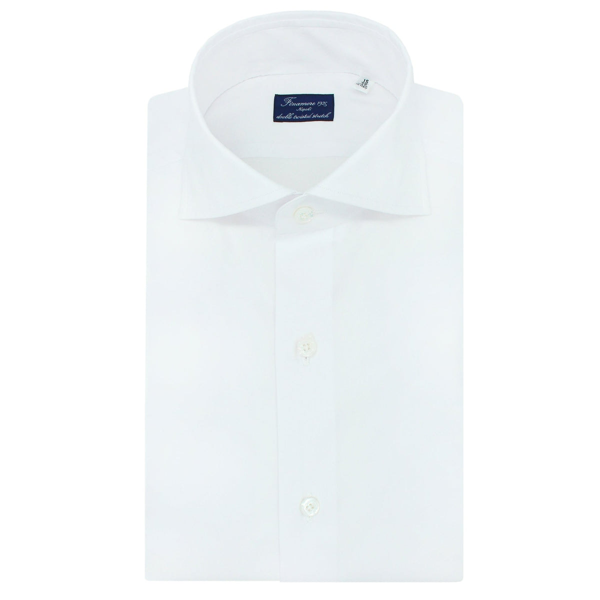 Classic Naples white regular fit stretch shirt. Without arriccio