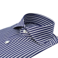 Classic Napoli wide-striped cotton shirt blue