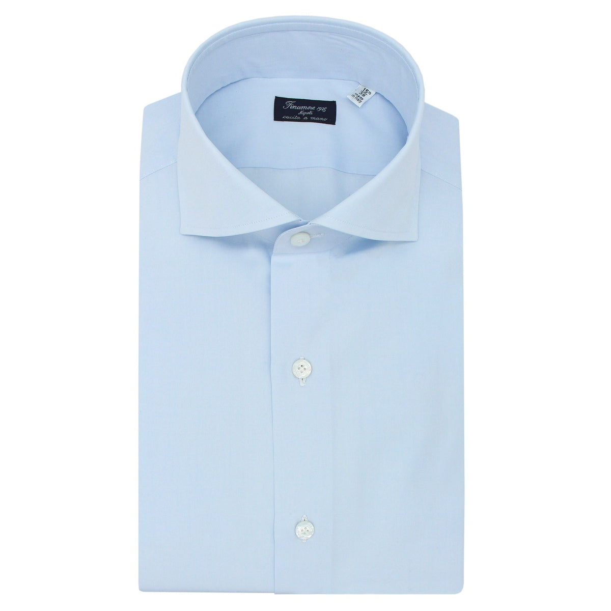 Classic regular Naples shirt in light blue cotton French collar