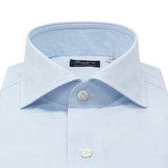 Classic regular Naples shirt in light blue cotton French collar