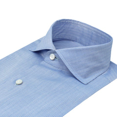 Classic regular shirt Napoli in light blue striped cotton. Carlo Riva fabric