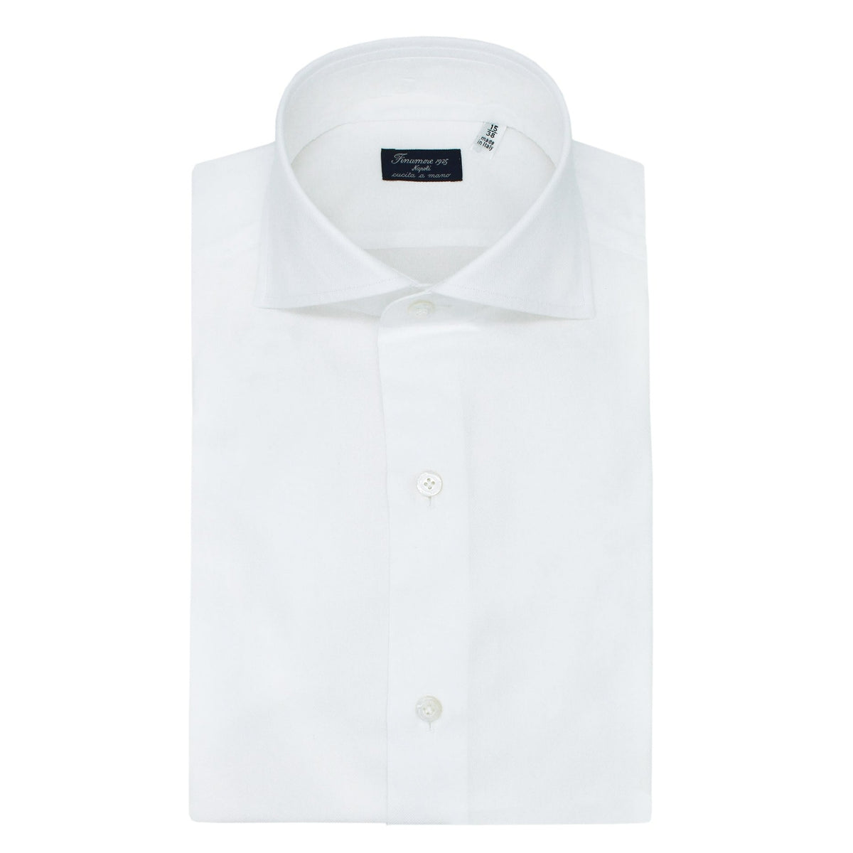 Classic regular Napoli shirt in white oxford cotton. Without "arriccio"