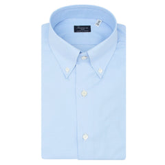 Classic regular Naples shirt in light blue royal cotton twill