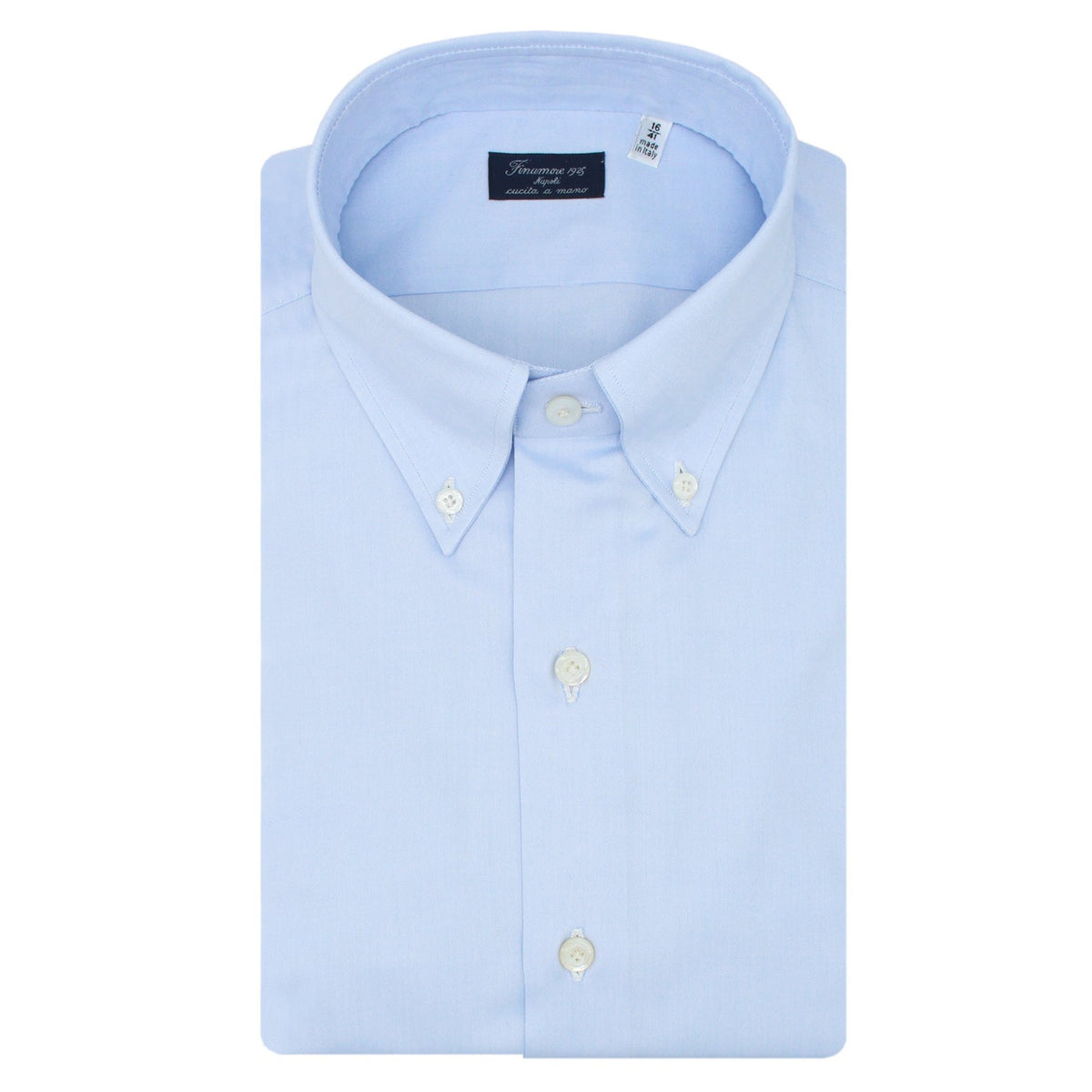 Classic regular Napoli cotton pin point shirt light blue