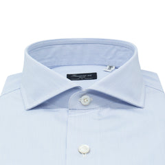 Classic Naples shirt in light blue cotton with darts on the back