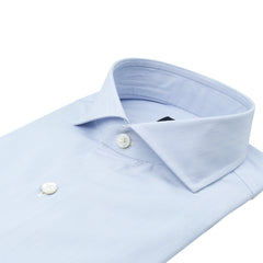 Classic Naples shirt in light blue cotton with darts on the back