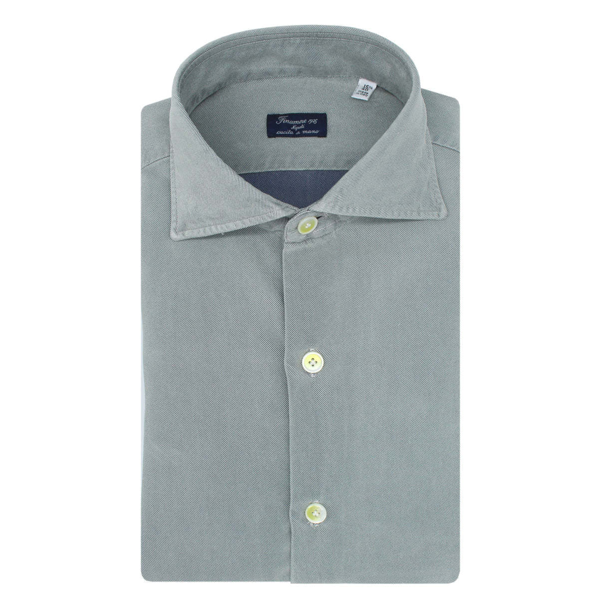 Classic regular Napoli silk and gray cotton shirt. Carlo Riva fabric