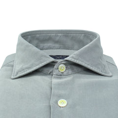 Classic regular Napoli silk and gray cotton shirt. Carlo Riva fabric