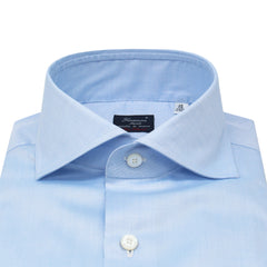 Classic Napoli cotton shirt Sea Island White and Light Blue