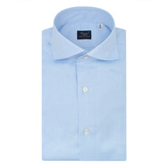 Classic Napoli cotton shirt Sea Island White and Light Blue